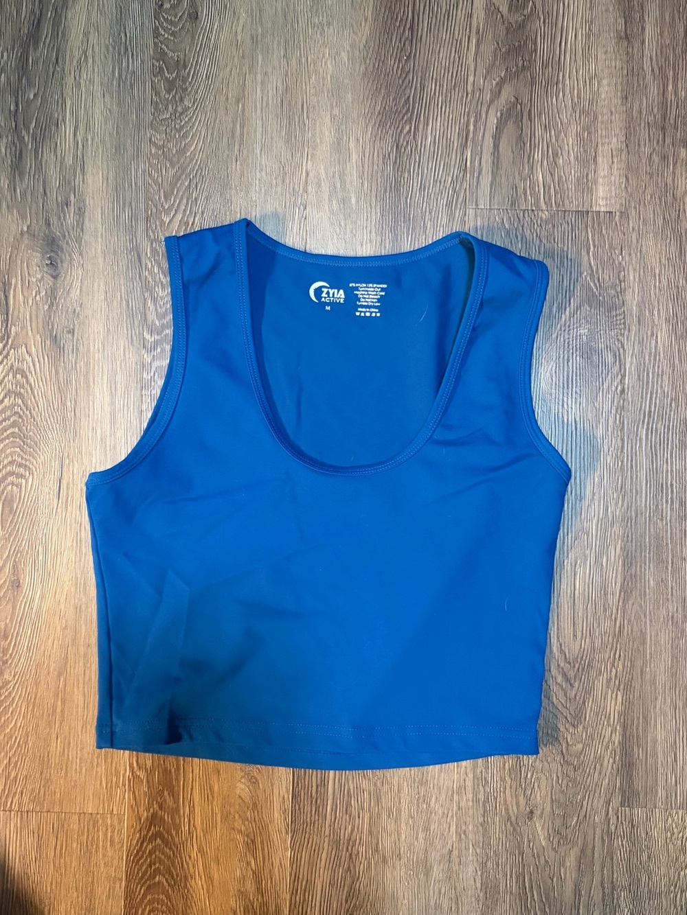 ZYIA Blue Scoop Neck Crop Tank